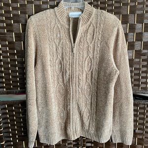 Alfred Dunner chenille zippered cardigan sweater